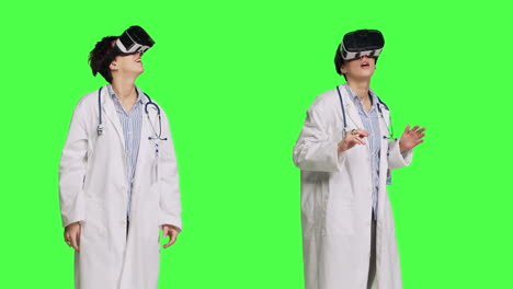 Physician-uses-virtual-reality-interactive-lens-on-headset-in-studio